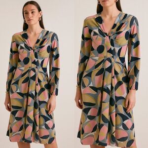 MARNI Multicolor Abstract Printed Half Sleeve Oversized Mini Dress Size …